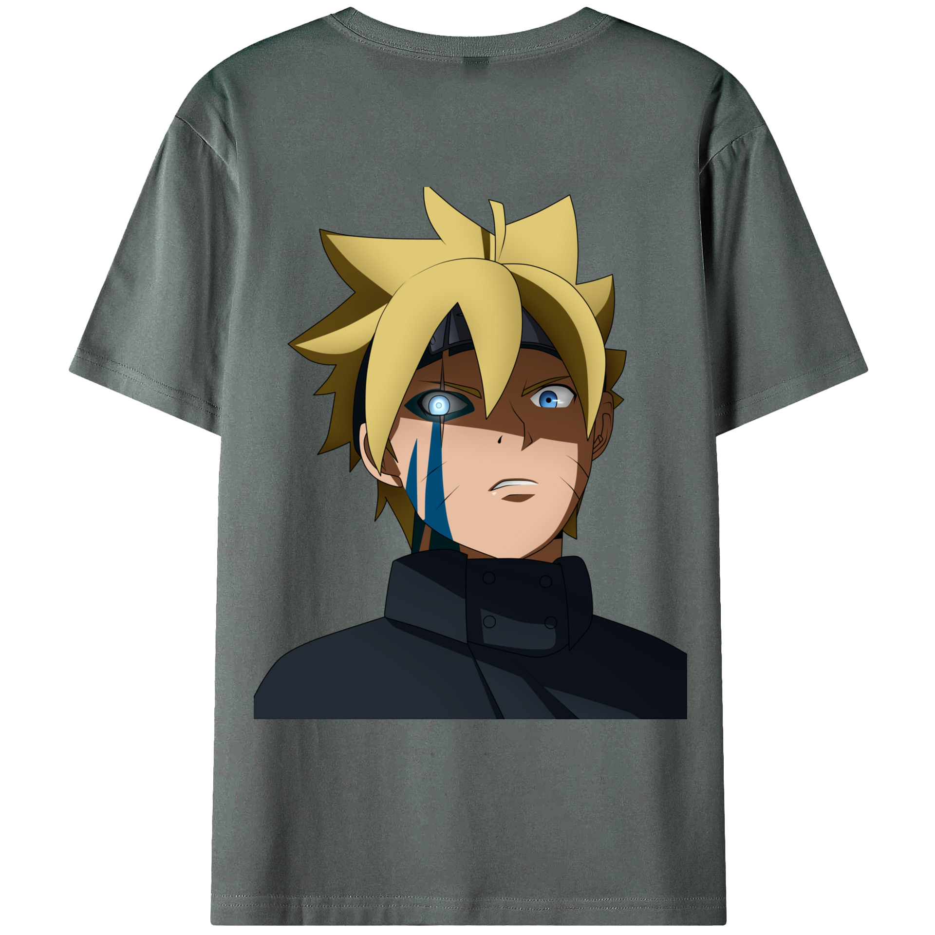 （画像用） NARUTO -ナルト- うずまき ボルト Uzumaki Boruto 綿100％ メンズ半袖Tシャツ（バックプリント） 通気性